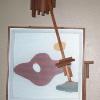 Modern Dwelling  (2007)
Redwood, Fabric & Ceramic
39" x 78" x 4" deep
(Showing Swinging Pendulum Feature)